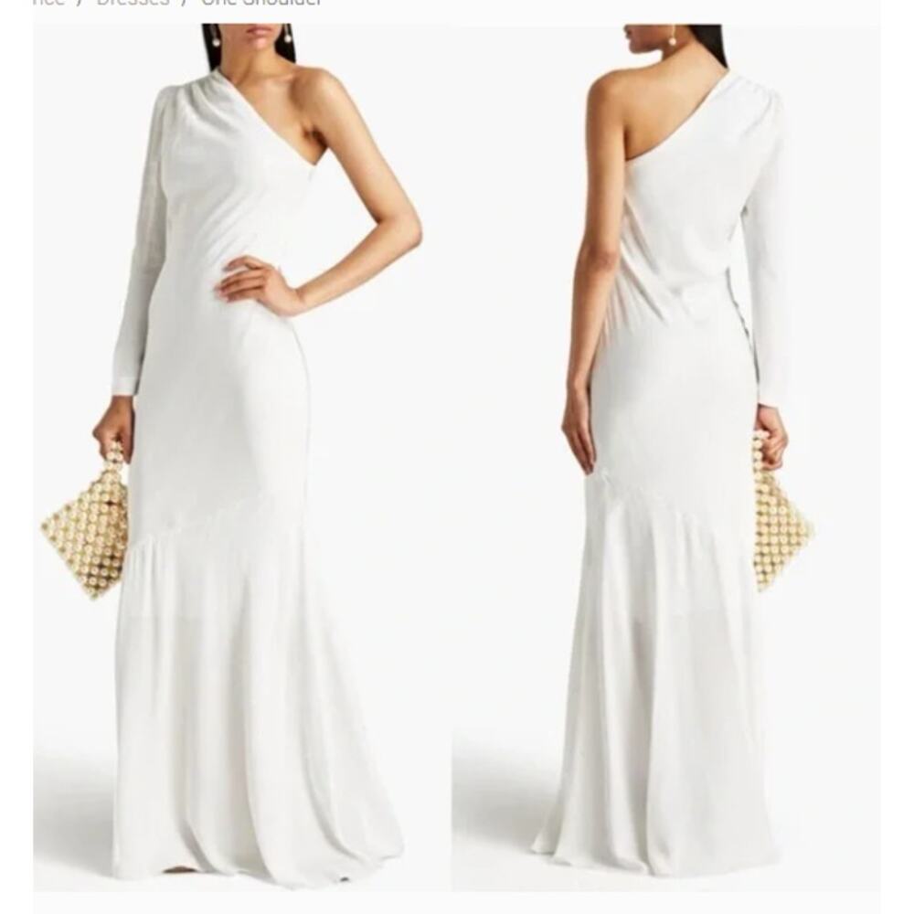 Rebecca Vallance Asymmetrical‎ Blume One- One-shoulder Crepe Gown Dress Size 10